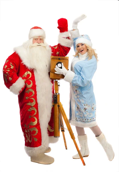 Άγιος Βασίλης και snow maiden — Φωτογραφία Αρχείου