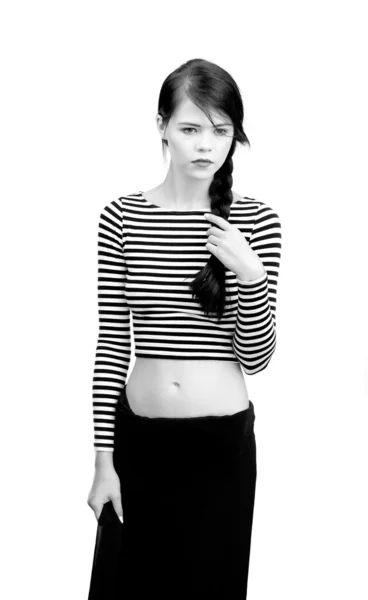 Dívka v pruhované tričko — Stock fotografie