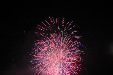 Japon geleneksel fireworks gece gökyüzünde