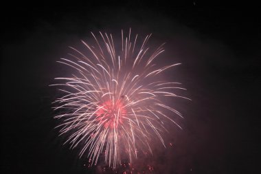 Japon geleneksel fireworks gece gökyüzünde