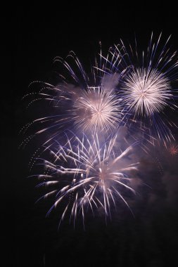 Japon geleneksel fireworks gece gökyüzünde