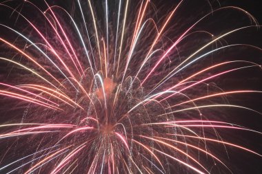 Japon geleneksel fireworks gece gökyüzünde