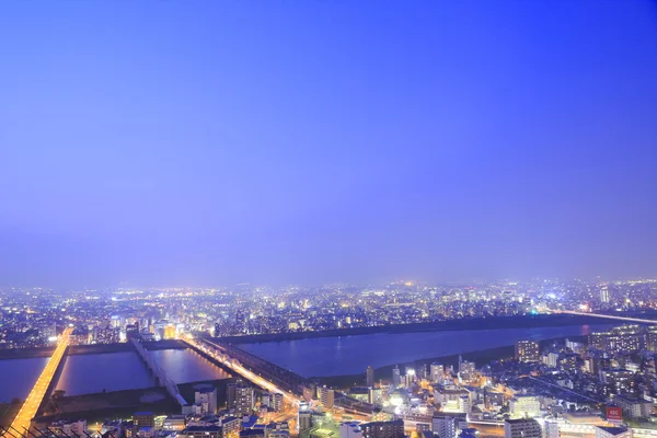 Osaka Panorama v noci — Stock fotografie