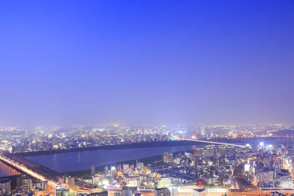 Osaka Panorama v noci — Stock fotografie