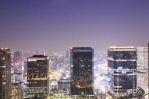 Osaka Panorama v noci — Stock fotografie