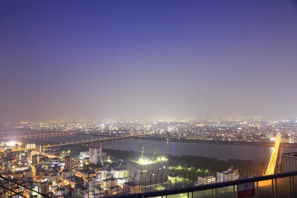 Osaka Panorama v noci — Stock fotografie