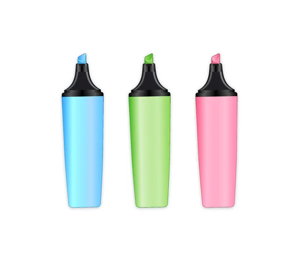 Three highlighter marker pens — Stock Vector