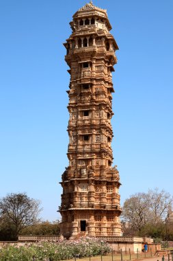 Tower of victory inside the Chittorgarh fort aera in rajasthan state in india clipart