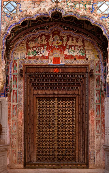 Detaljer design af Muraraka haveli i nawalgarh by rajasthan tilstand i Indien Stock-billede