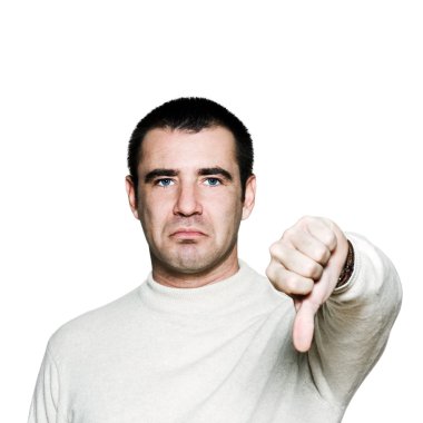 başparmak aşağı işaret gösteren adam Close-Up