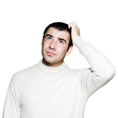 Puzzled man scratching his head clipart