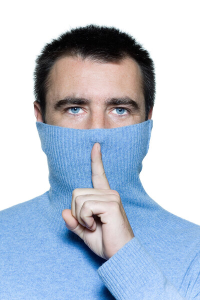 man portrait anonymous hushing