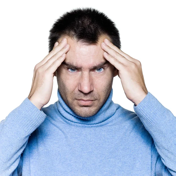 Mężczyzna portret migrenowy ból głowy — Zdjęcie stockowe