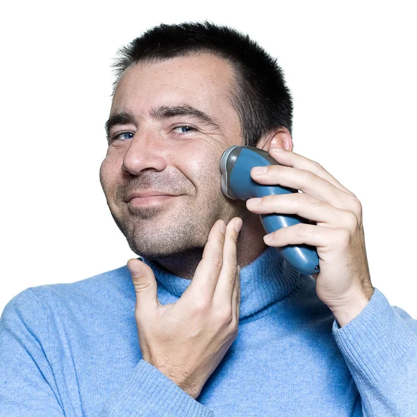 Mann Portrait Rasieren elektrische Rasiermesser — Stockfoto
