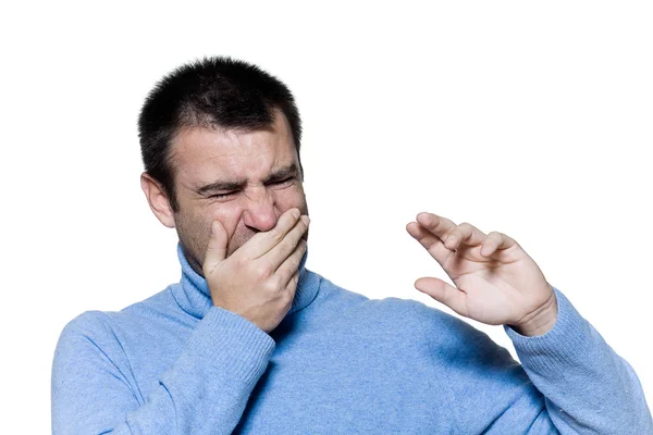 Man portrait unpleasant smell stink — Stock Photo, Image