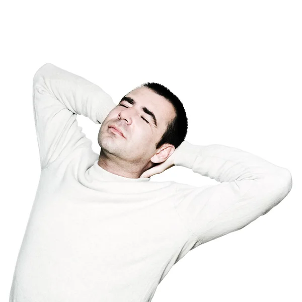 Nahaufnahme eines Mannes mit Nackenschmerzen — Stockfoto