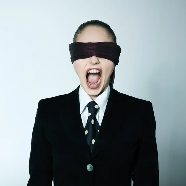 Blindfold woman — Stock Photo, Image