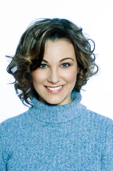 Studio shot portrait of a young caucasian and cute woman — Stock Photo, Image