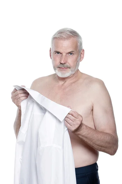 Senior man portrait dressing — Stock Photo, Image