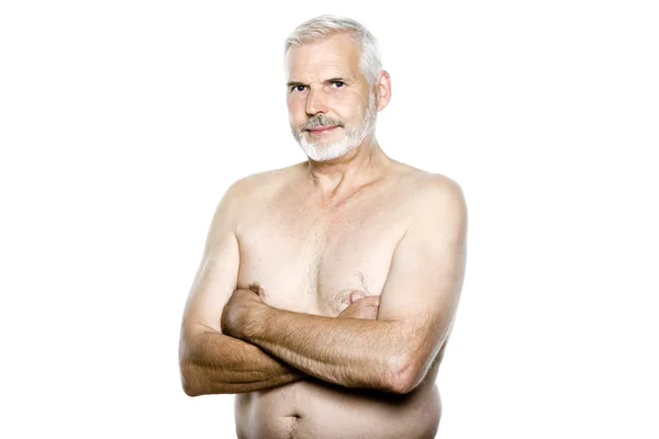 Senior férfi portré topless — Stock Fotó