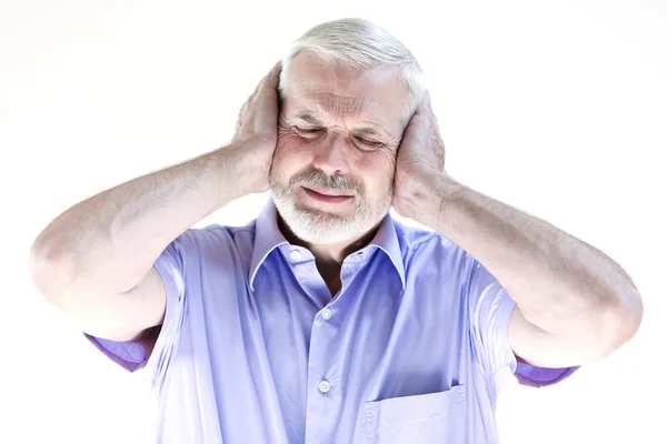 Starszy mężczyzna portret ból głowy Zdjęcie Stockowe