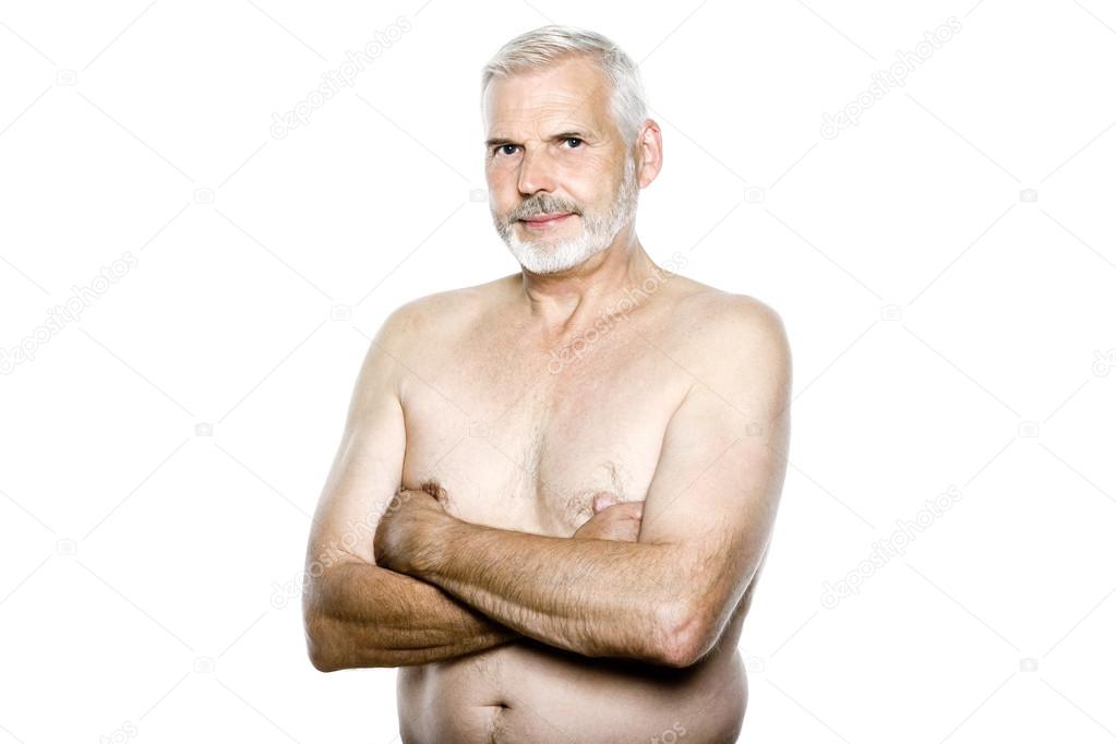 Senior man portrait topless