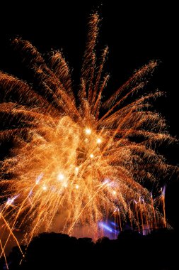 Fireworks gece Paris Fransa