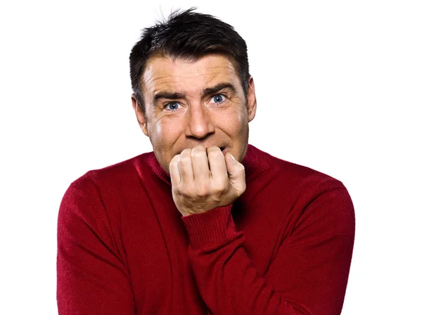 Caucasian man portrait fear anxious — Stock Photo, Image