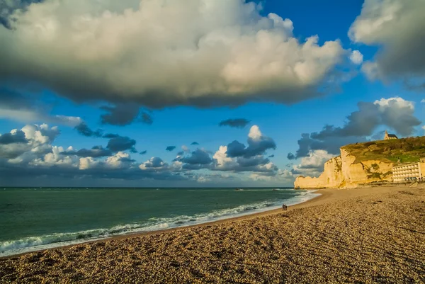 Etretat beach normandie, Fransa — Stok fotoğraf
