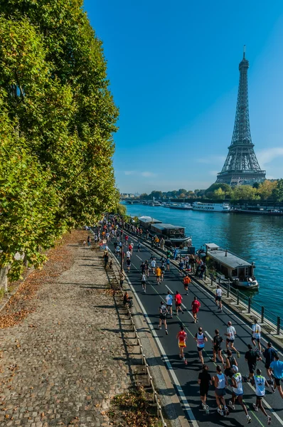 Running paris marathon france — Stock Photo, Image