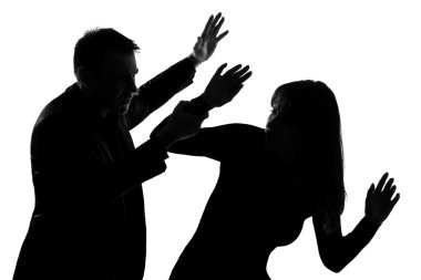 One couple man and woman domestic violence clipart