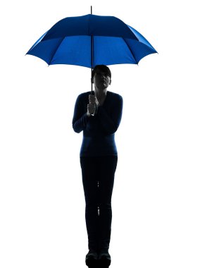 woman holding umbrella pouting silhouette