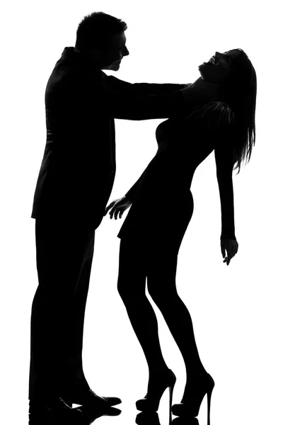 Een paar man wurging vrouw huiselijk geweld — Stockfoto