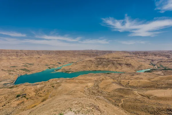 Wadi el mujib dam en meer, Jordanië — Stockfoto