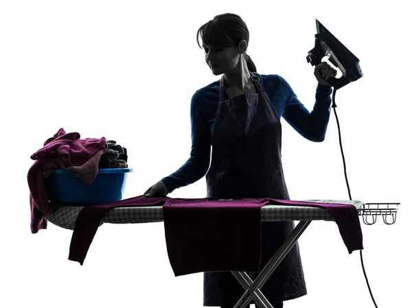 Woman maid housework ironing silhouette — Stock Photo, Image