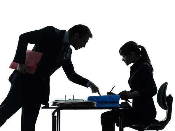 Zakelijke vrouw man paar silhouet — Stockfoto