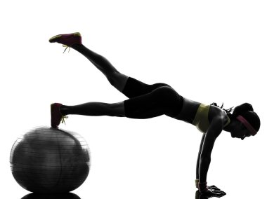 kadın fitness egzersiz tahta konumu siluet egzersiz