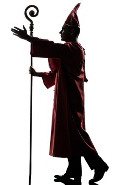 man cardinal bishop silhouette saluting blessing clipart