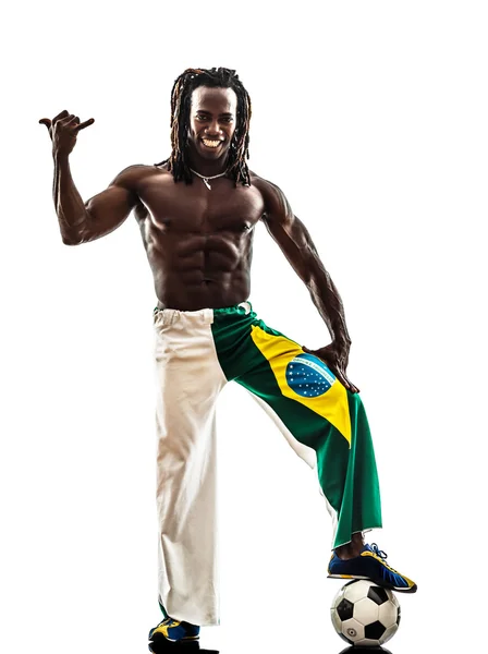 Brasilianischer schwarzer Fußballer — Stockfoto