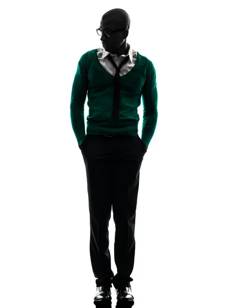 Afrikanischer schwarzer Mann zu Fuß Silhouette — Stockfoto
