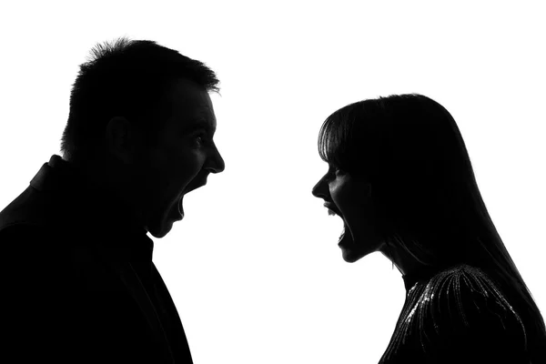 Un couple homme et femme criant dispute criant — Photo