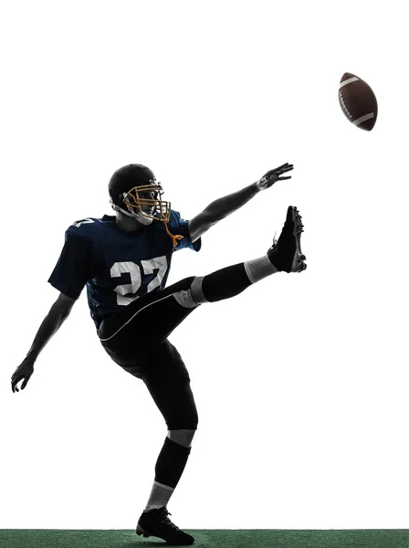 American football player man kicker kicking silhouette — Stock Photo, Image