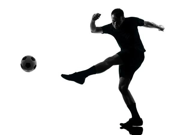Erkek futbol oyuncusu siluet — Stok fotoğraf