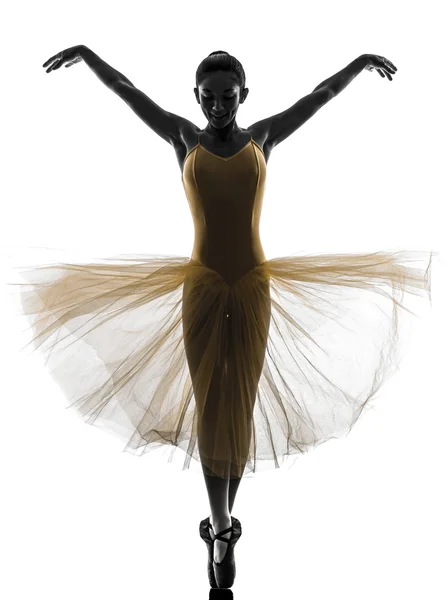 女性バレリーナ バレエ ダンサーの踊りのシルエット — ストック写真