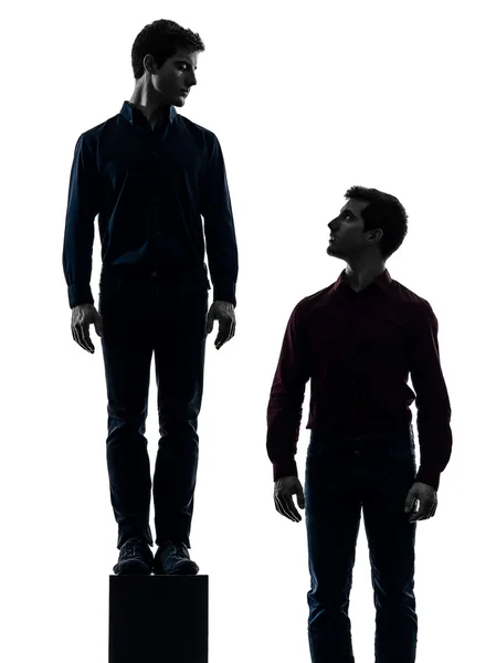 Two men twin brother friends dominant concept silhouette — Stock Photo, Image