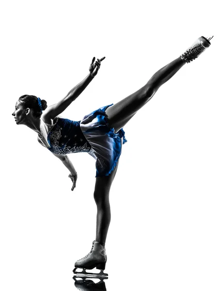 Woman ice skater skating silhouette — Stock Photo, Image