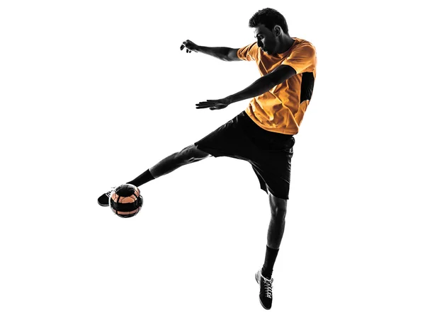 Jeune homme joueur de football silhouette — Photo