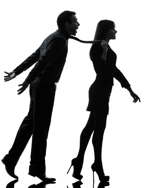 Couple femme séductrice collage concept silhouette — Photo