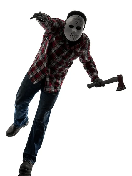 Man serial killer with mask silhouette full length — Stock Photo, Image