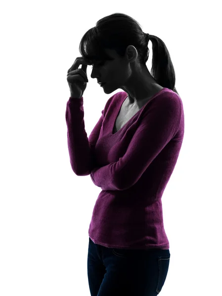 Woman migraine headache portrait silhouette — Stock Photo, Image